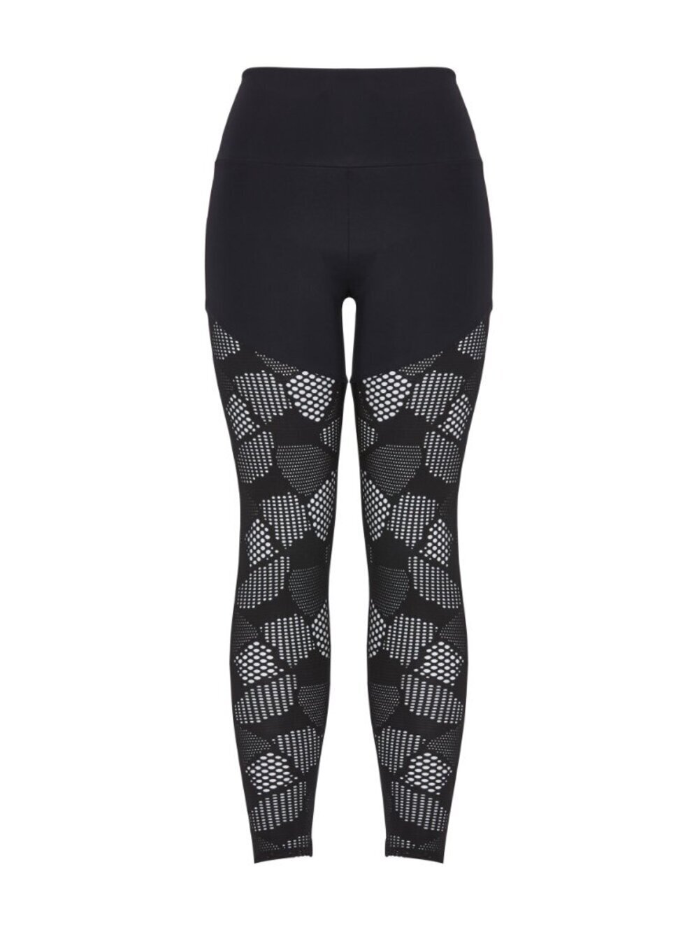ONZIE Half And Half Black Honeycomb Mesh High Rise Leggings, Size S/M